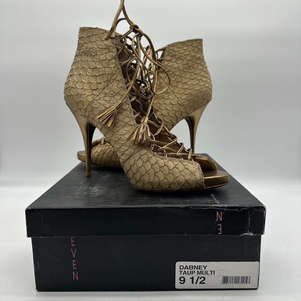 Steven by Steve Madden Womens 9.5 Dabney Taupe Multi Scale Lace Up Pumps Heels